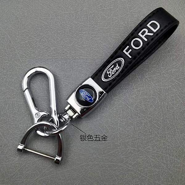 Læder Bil Nøglering Metal Finish | Heavy Duty Nøglering | Nøglering Og Krog Beslag Silver Hardware Ford