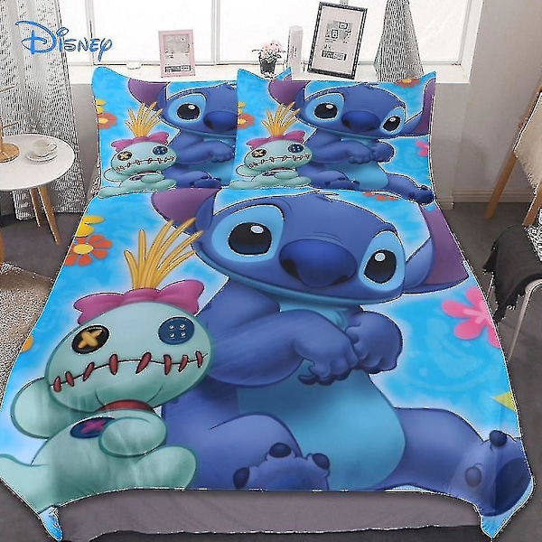 Lilo och Stitch Sängkläder Set Täcke Överkast Kuddfodral Sängkläder Barn Barn Pojke Säng Sovrum Set Överdrag