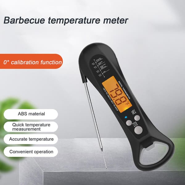 Fødevaretermometer Vandtæt Digitalt Kødtermometer Øjeblikkelig Aflæsning Sammenklappeligt Probe Termometer til Køkken BBQ