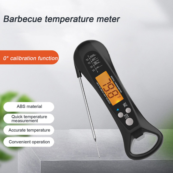 Mattermometer Vanntett digitalt kjøtttermometer Øyeblikkelig avlesning Sammenleggbart sondetermometer for kjøkkengrill