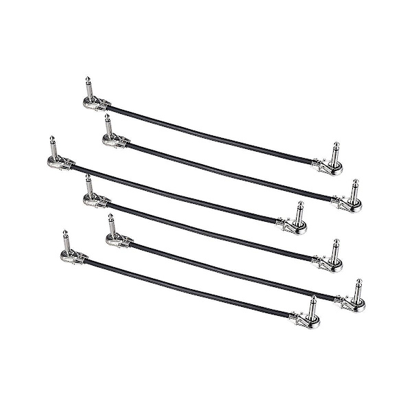 6-pack 12-tums gitarrkablar, akustiska instrumentgitarrkablar, Duckhead-effektkablar BlackSilver
