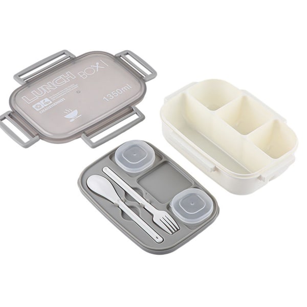 Alt-i-1 moderne lunsjboks med 2 stablebare beholdere Oppvaskmaskinsikker Bento Box-rom Matbeholder White 4