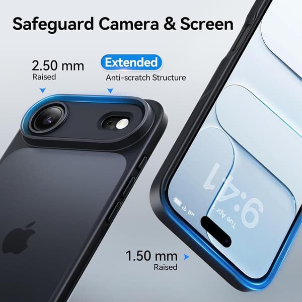 Compatible iPhone 17 Air Case Matte Finish Protective Phone Cover Anti-Fingerprint Thin Slim Hard Case - Black