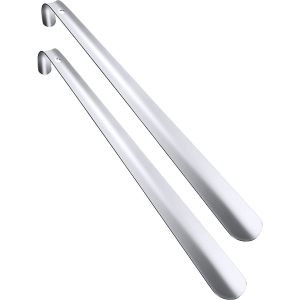 2-pack skohorn i rostfritt stål Långt handtag skohorn med komfortgrepp för seniorer