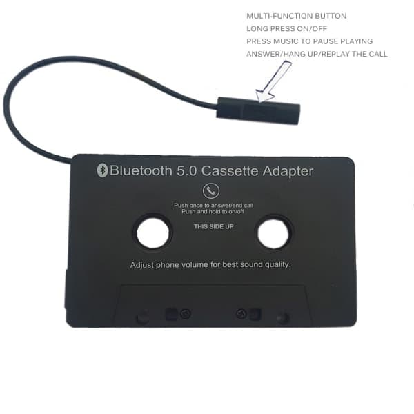 Autostereo Bluetooth Kasettisoitin Bluetooth 5.0 Kasetti Aux Adapteri Musta