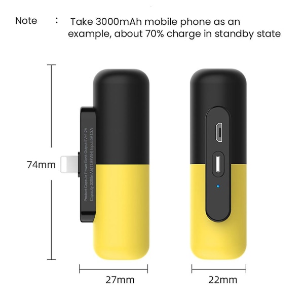 Kapseli Power Bank Erittäin ohut Mini Kompakti Langaton Kannettava Android 2000mAh