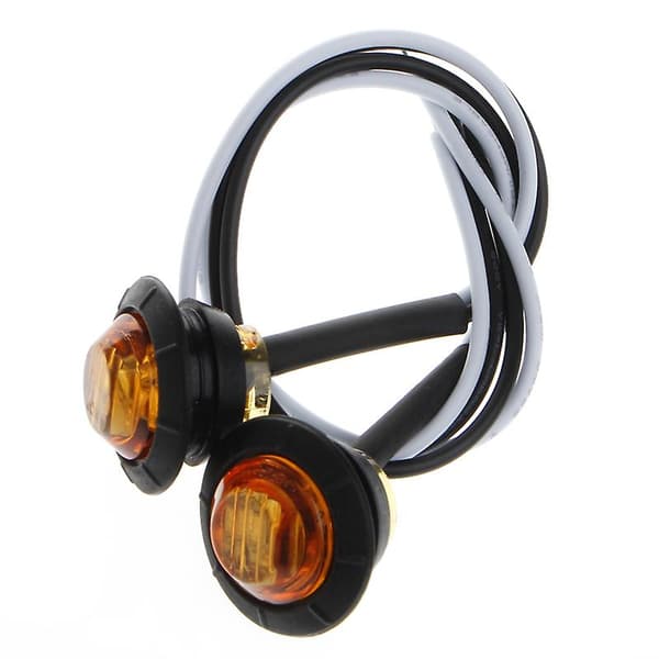 2X Mini Amber 3/4\" Runde Side 3 LED Markør Tilhenger Kule Bil Lys Vanntette
