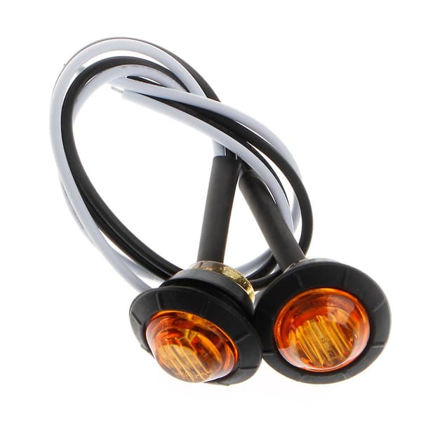 2X Mini Amber 3/4\" Runde Side 3 LED Markør Tilhenger Kule Bil Lys Vanntette