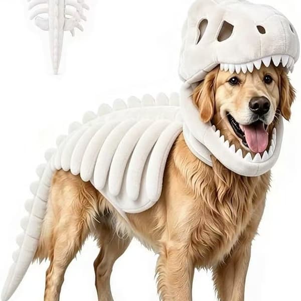 Dinosaur Skeleton Costume for Pets - Creative Halloween Outfit 120cm 120cm White
