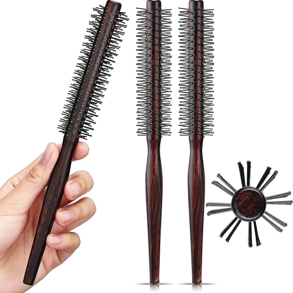 3 Pieces Small Round Brush For Short Hair, 1 Inch Styling Hair Brush For Pixie