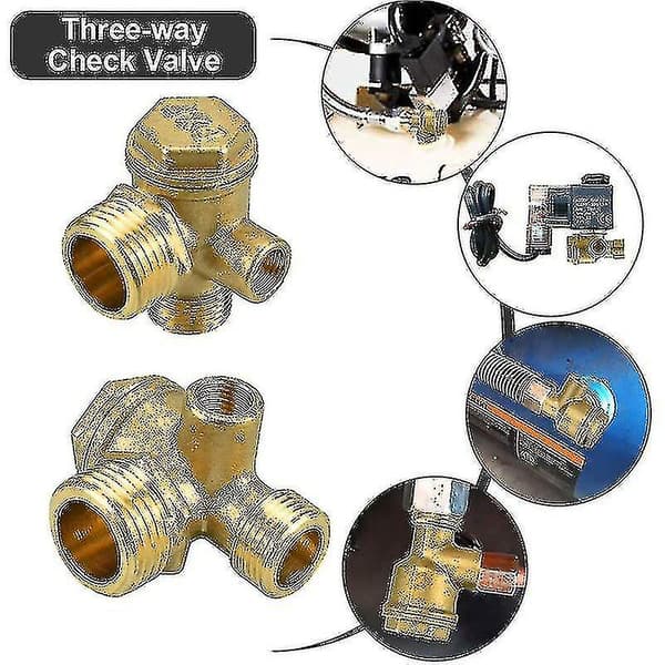 2 st Koppar Kompressor Backventil 10mm 16mm 20mm Rostskydd Kompressor Backventil Slitstark Kompressor Backventil För Anslutning av Rördelar