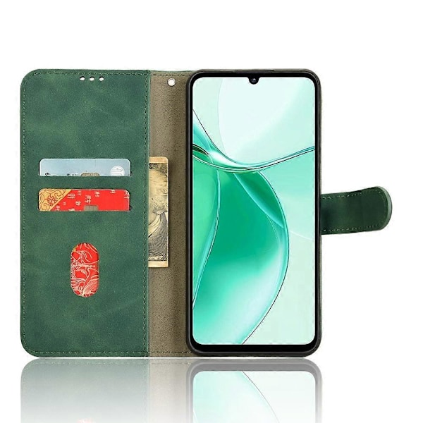 ZTE Blade A35 / A55 Nahkakotelo, ihoa myötäilevä, pudotussuojaava lompakkokotelo - Multicolor Green