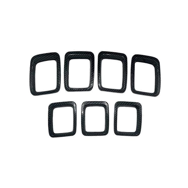 Bil Kulfiber Front Grill Mesh Indsatser Ringe Dæksler Trim Indsats Kit Til Compass Mp 2017 2018 20