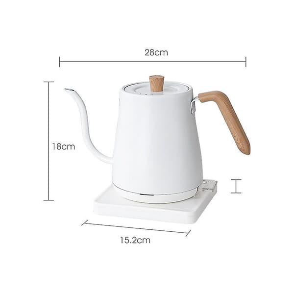 Elkedel, Kedel til kaffe og te 800 ml 1200 W, Rustfrit stål, Hvid træstruktur