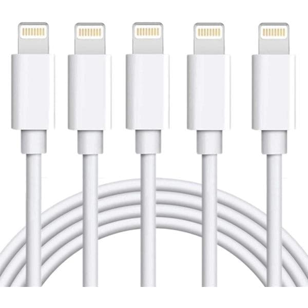 5 st Lightning USB-kabel för Apple till din iPhone, iPad 1m Vit
