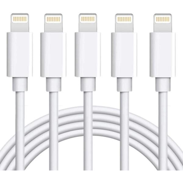 5X Lightning USB-kabel til Apple til din iPhone, iPad 1m Hvid