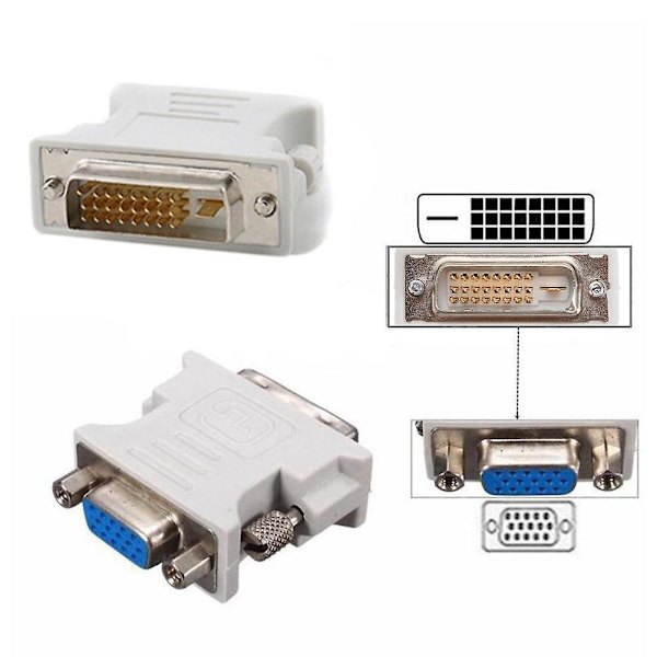15 Pin Vga Hunn Til 24+1 Pin Dvi-d Hann Adapter Konverter ... Laptop