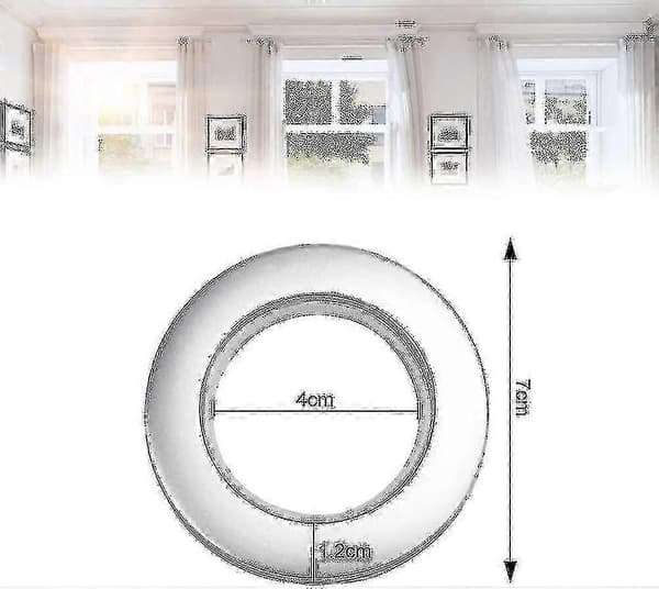 50 Stykker Plast Gardinringe Gardinøjerringe 40mm Plastringe Ringe Til Gardinstang Sølv
