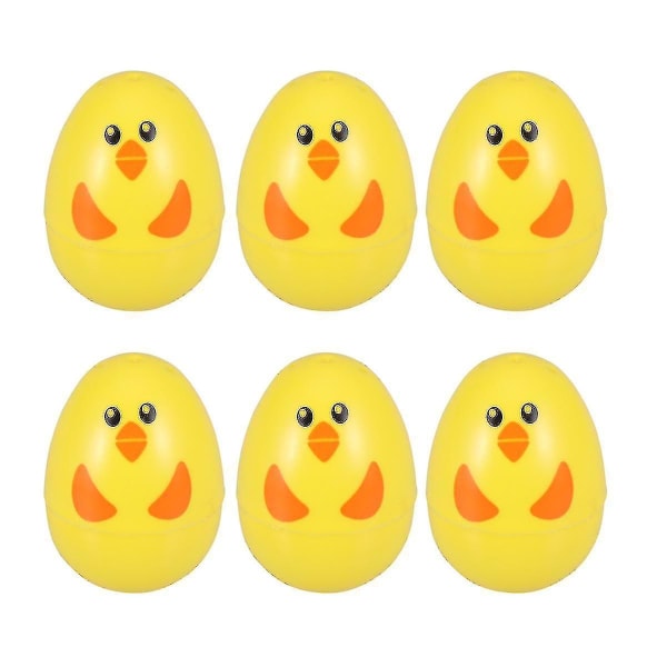 6 stk Chick Printing Open Egg Simuler Plastic Egg Kids Diy Egg Festrekvisita Layout Rekvisitter For Easte