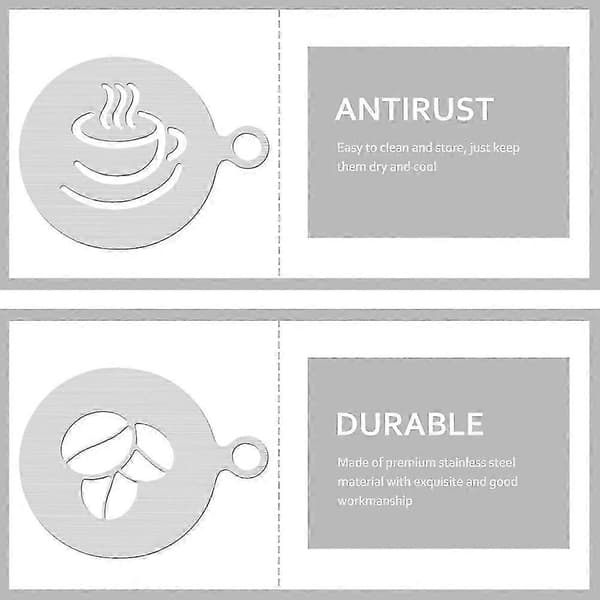 Kaffestempler Kaffestempler i rustfritt stål for Latte Art 2 stk Silver 12X10X0.2CM