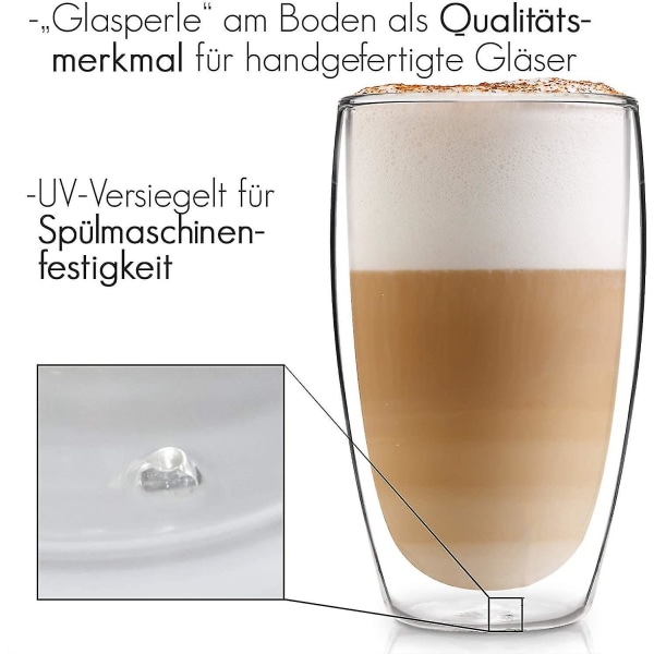 Design Latte Macchiato -lasit (1x 450 ml) - Borosilikaattilasista valmistetut kaksiseinäiset lasit