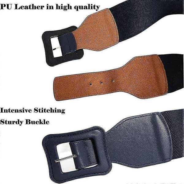 Damers stretchbälte för klänningar Jumpsuit Kappa Mode Elastiskt Brett Midjebälte Midjeband Marinblå