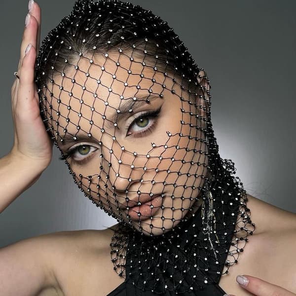 Accessoarer Strass Elastisk Mesh Huvudduk Semester Karneval Diamantmask för Kvinnor