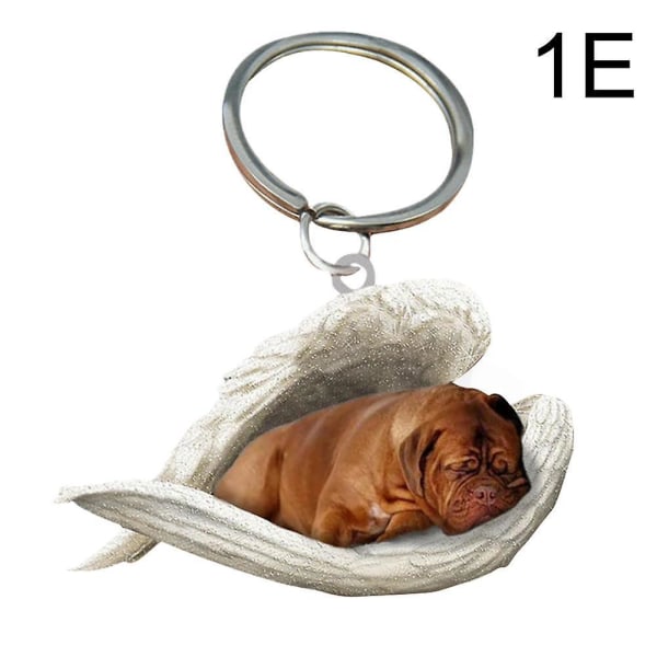 Hængende Ornament Nøglering Sød Sovende Engel Hundevinge Vedhæng Hundegave Ca Bordeaux dog