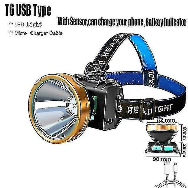 500000lm Xhp90.headlamp Kraftigste Hodelykt Usb  > Hodelykter
