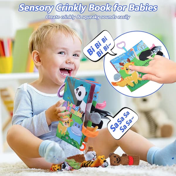 Babyböcker Leksaker Sensoriska böcker Känn och kläm tygböcker för bebisar 0-6 månader Viktiga böcker för nyfödda