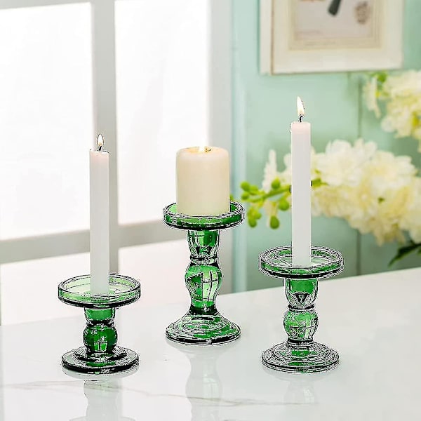 Ljusstakar Glas Ljusstake - Set med 3 Ljusstakar för 8cm Pillar