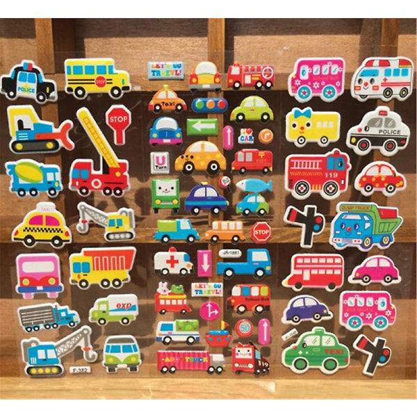 5 stk Cartoon Boble Stickers Transport Biler Barn Boble Stickers Julegave