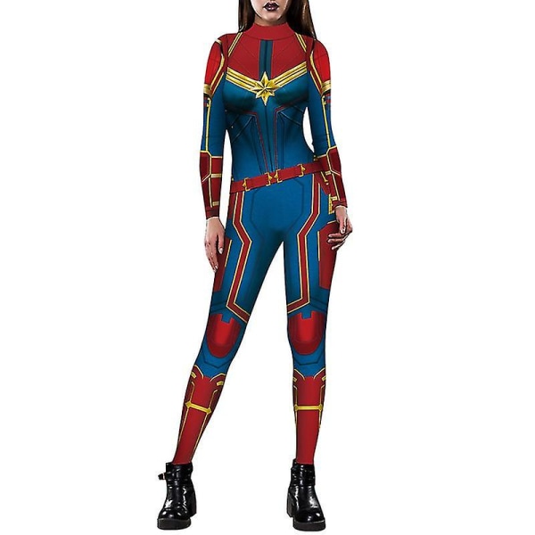 Halloween Women Captain America Iron-man Cosplay -asu Fancy Dress -haalari Blue S