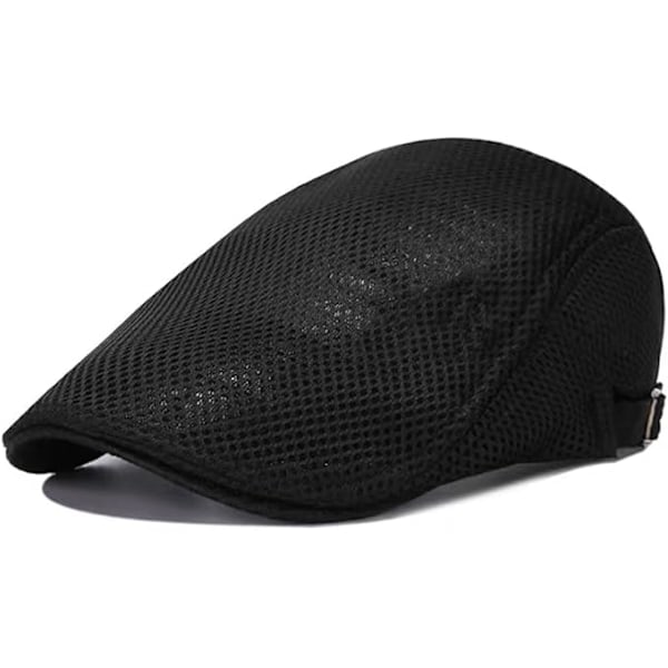 Flatcap herre sommer, flat cap flatcap sommer mesh flat cap Svart