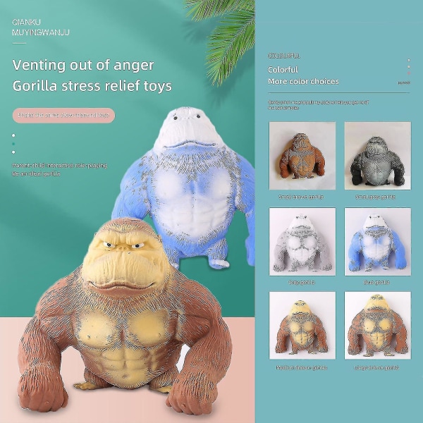 Maxi Baba Joustava Sienimäinen Squishy Apina Gorilla Stress relief lelu Tuuletusnukke Brown 15*12