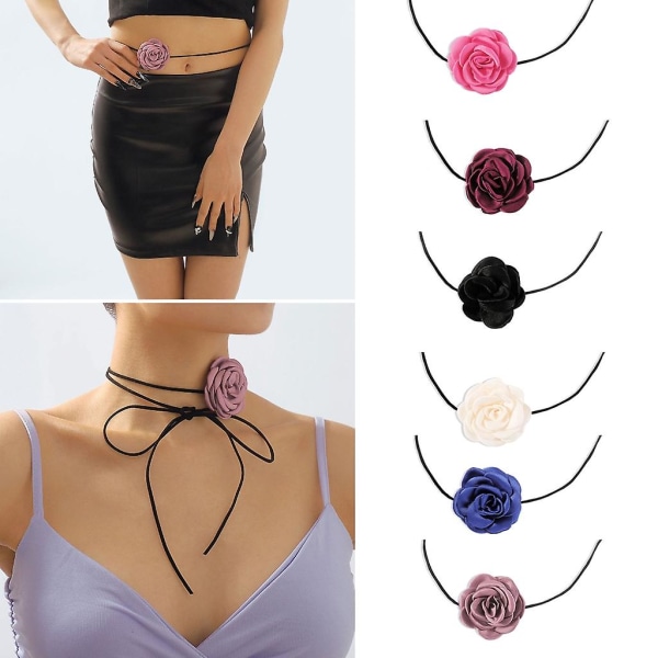 Vackert Rose Choker Halsband - Trendigt och moderiktigt tillbehör för kvinnor Black