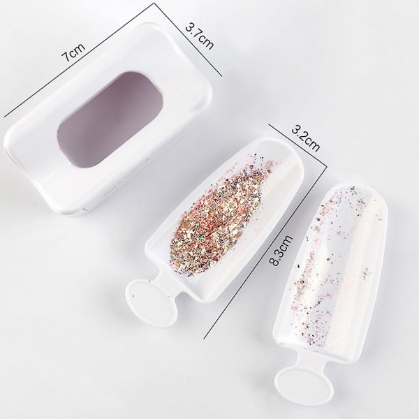 Dip-jauheen kierrätystarjotinjärjestelmä Nail Dip Tray -kynsipuuterisäiliö kauhalla, kynsikastojauheen aloitussarjan säilytyslaatikko nail art ja meikkiä varten C