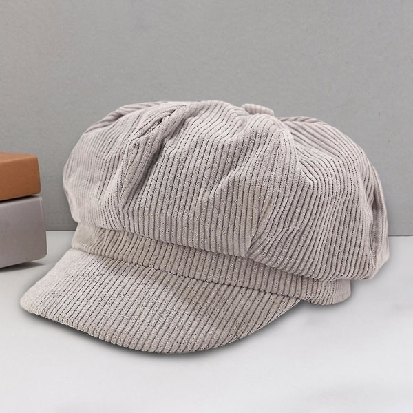 Visir Basker Cap Retro Brittisk stil Toppad 8 Panel Kylbeständig manchester Kvinnor Åttakantig Newsboy Cabbie Painter Hat Grey