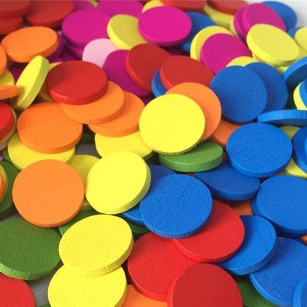 50 st Counting Wood Piece Math Game Läromedel för barn Bingo Chips Spelpolletter (blandad färg)