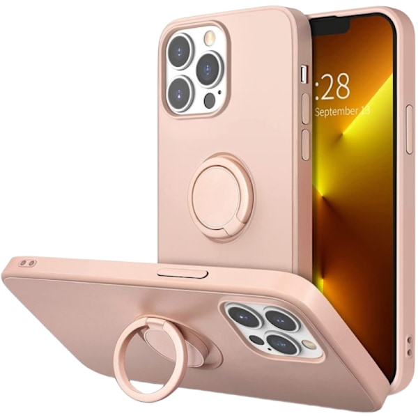 iPhone 12/12 Pro - Silikonecover med Magnetisk Ringholder Vælg Farve Blå