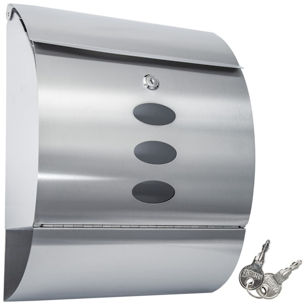 tectake Ruostumattomasta teräksestä valmistettu pyöristetty postilaatikko + lehtiteline Silver Silver