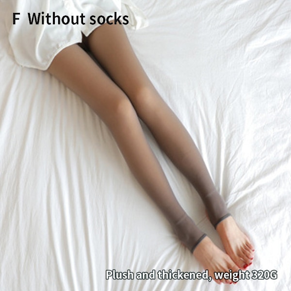 Vintervarme Leggings for Kvinner Tykk Fleece Leggings Høy Midje Coffee Without Socks 320G