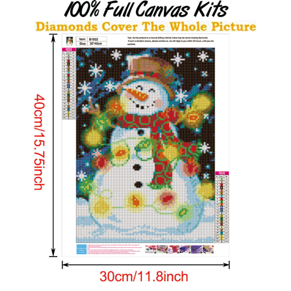 5D Full Drill Christmas Diamond Maling Cross Stitch Xmas Decor # 41 30x40cm