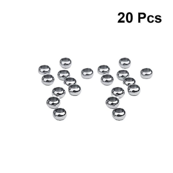 20 stk 9 mm diameter rustfrie stålperler Runde perler Gjør-det-selv-håndverksperler Kreative Gjør-det-selv-smykker Tilbehør til Armbånd Halskjede Øredobber (sølv, 5 mm hull)