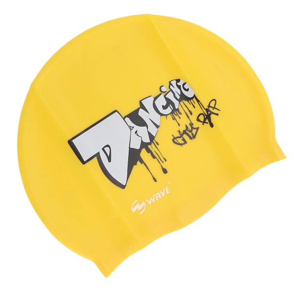 Gul printed vattentät cap för vuxna, anti-halk randig design, långhårig simhatt