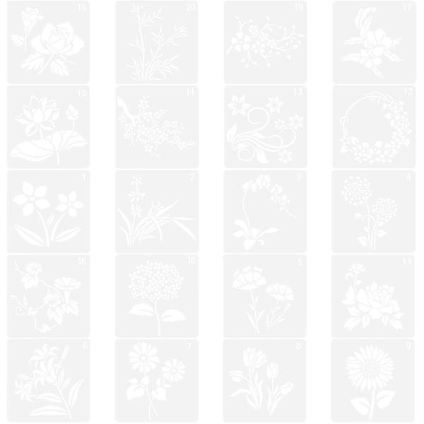 20 stk Tegnesjablonger for Barn, Malerisjablonger i Plast, Tegnesjablonger for Barn
