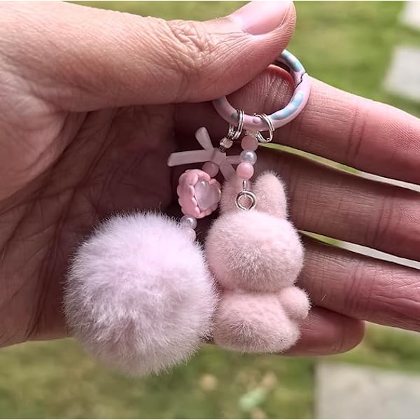Labubu Macaron Monster Nøkkelring Den Spennende Monster Macarons Vinyl Ansikt Plysj Nøkkelringer Kunst Samleobjekter Leker Gaver Pink