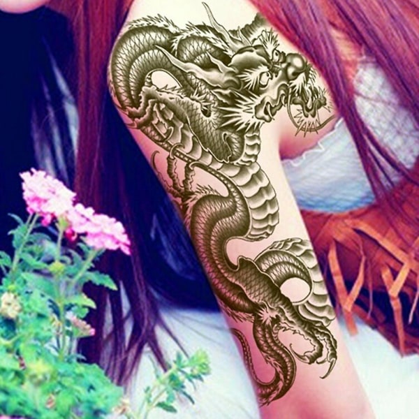 3D Black Dragon Avtagbar vattentät tillfällig tatuering Arm Ben Body Art Sticker