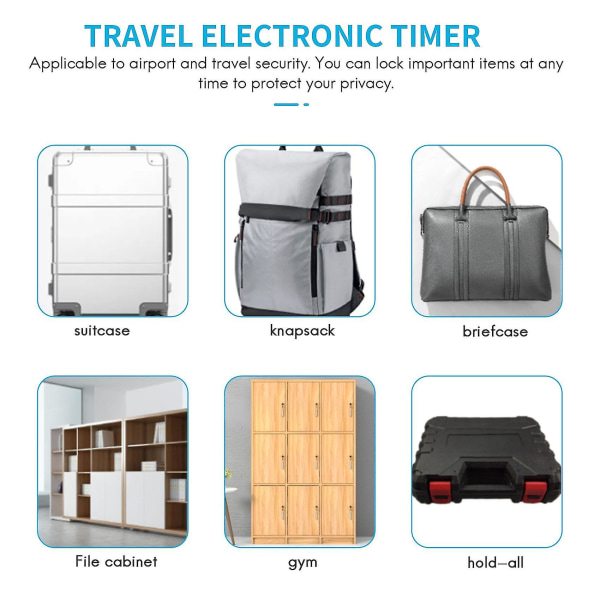 Smart Time Lock LCD-skärm Time Lock USB Uppladdningsbart Temporary Timer Hänglås Travel Electronic Ti