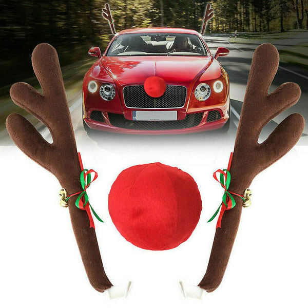 Julebil Auto Truck Decoration Gevir og nesesett Reinsdyrelg Xmasdecor Brown